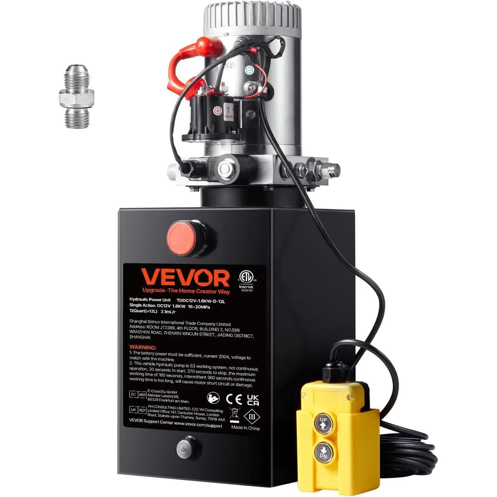 

Hydraulic Power Unit 12 Quart Hydraulic Pump 12V Dump Trailer Pump Single Acting Hydraulic Power Pack 3200 PSI Electric Hydrauli