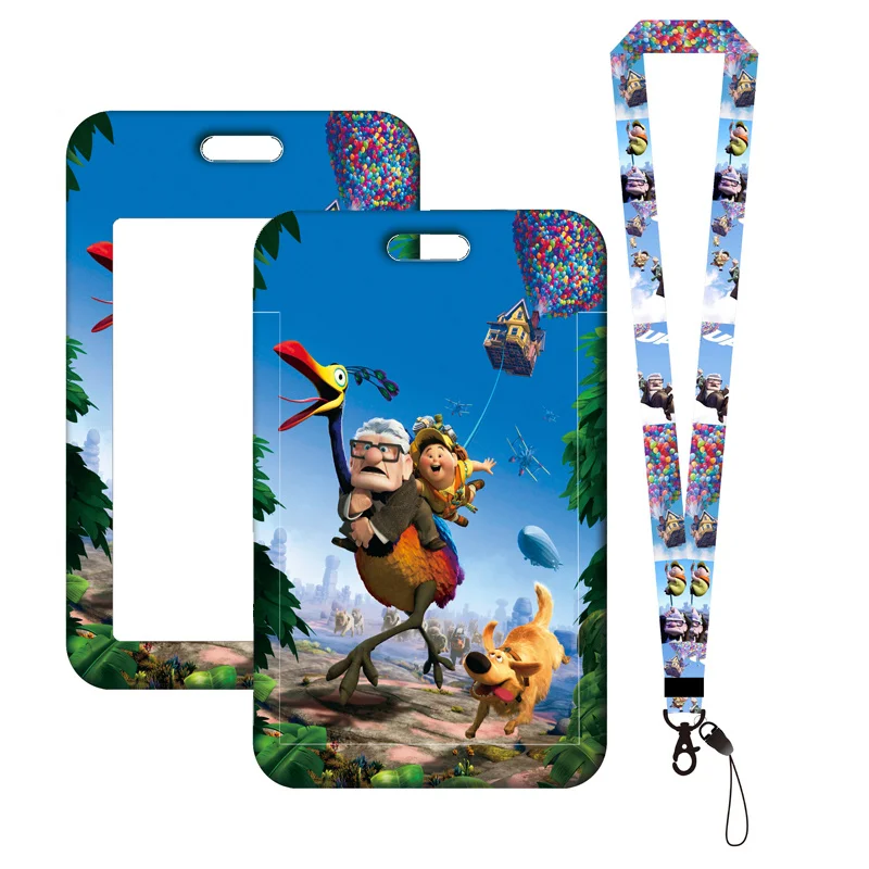 Disney-Up Card Holder para meninos e meninas, cordão para chaveiro, clipe retrátil, porta-chaves, alça de pescoço, crachá, carretel Yoyo, novo