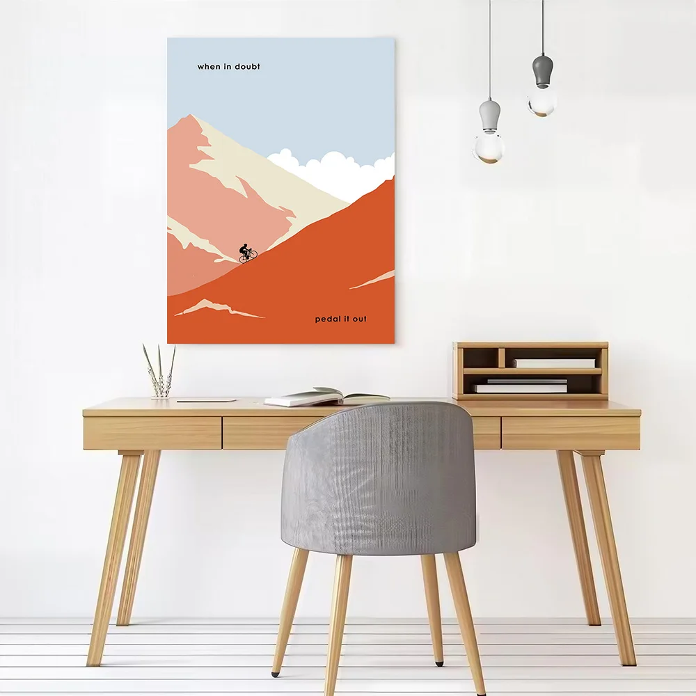 Cyclist on a Mountain Slope Canvas Poster Wall Art Customizable High Quality Printed Picture for Home Decor Accessories Bedroom