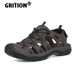 GRITION-Sandales d'extérieur pour hommes, plates, décontractées, coordonnantes, séchage rapide, chaussures de plage pour hommes, randonnée, marche, respirantes, mode, grande taille 46, nouveau