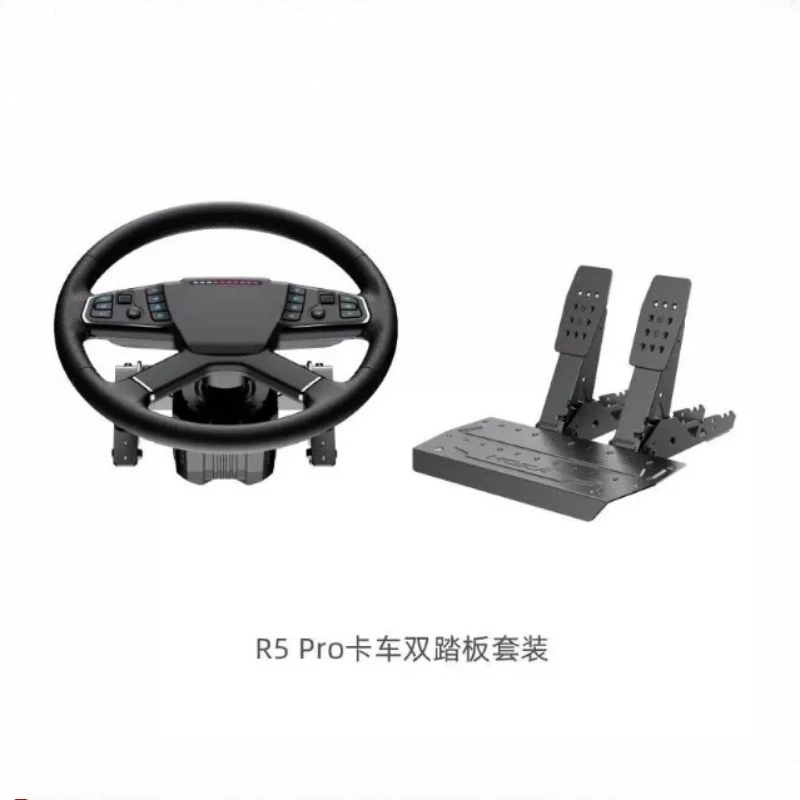Truck Simulator Bundle Kit, R5 Base, TSW Steering Wheel, SR-P Lite Dual Pedals & Table Clamp for Trucking Game