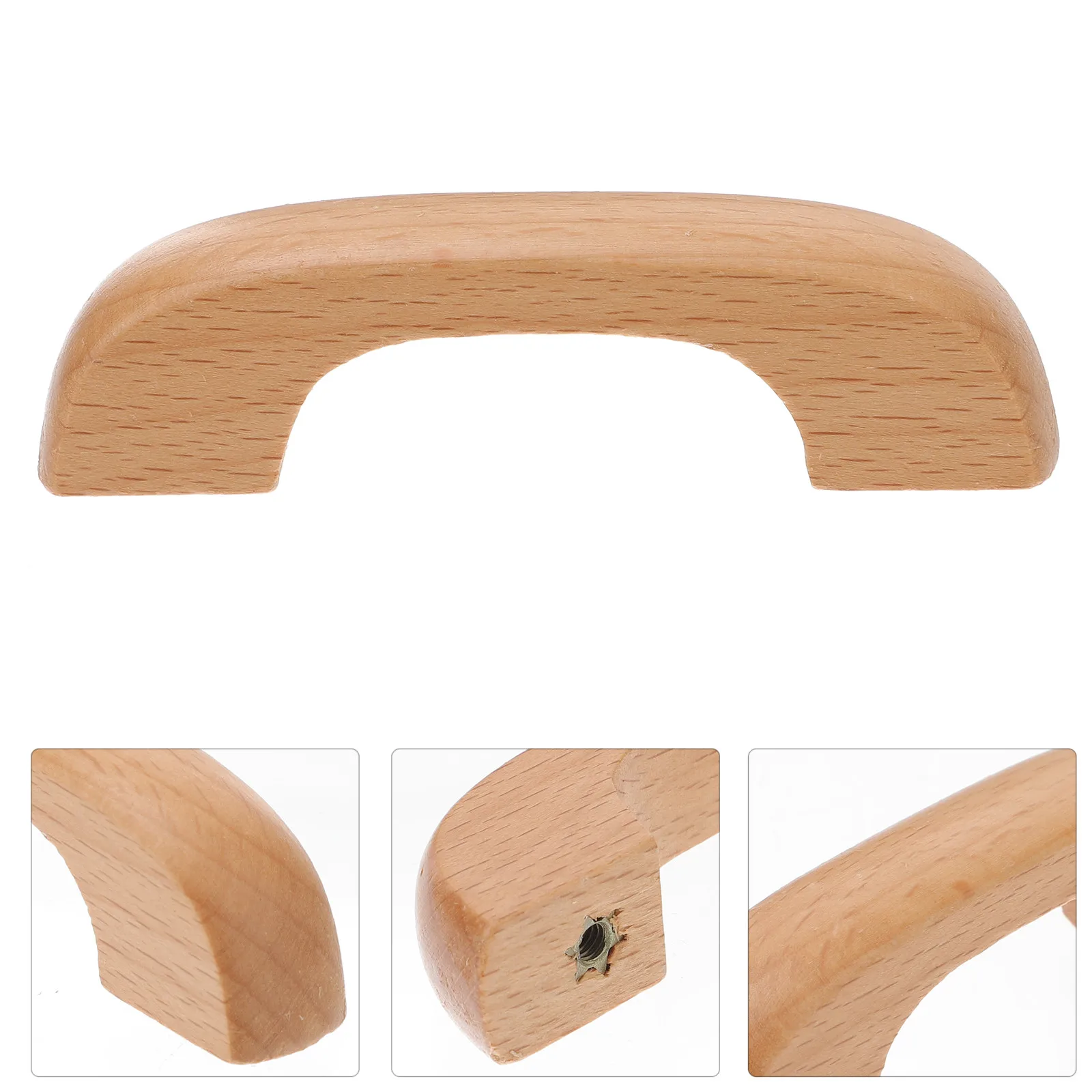 4Pcs Sturdy Beech Wood Cabinet Handles Easy Install Comfortable Grip Drawer Pulls for Cupboards Bookcases Dressers Closets