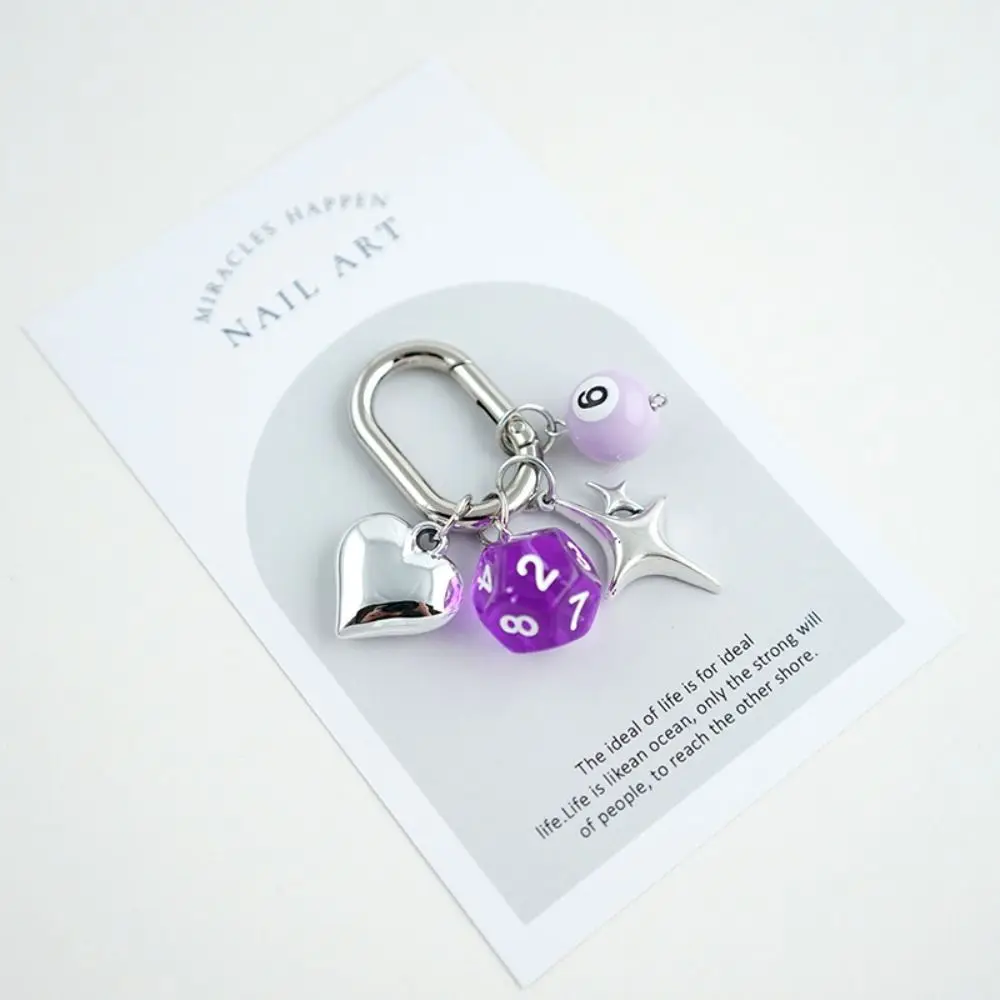 Fashion Billiard Pool Keychain Colorful Creative 12 Sides Cube Keyrings Alloy Ins Table Ball Key Ring Handbag Decoration