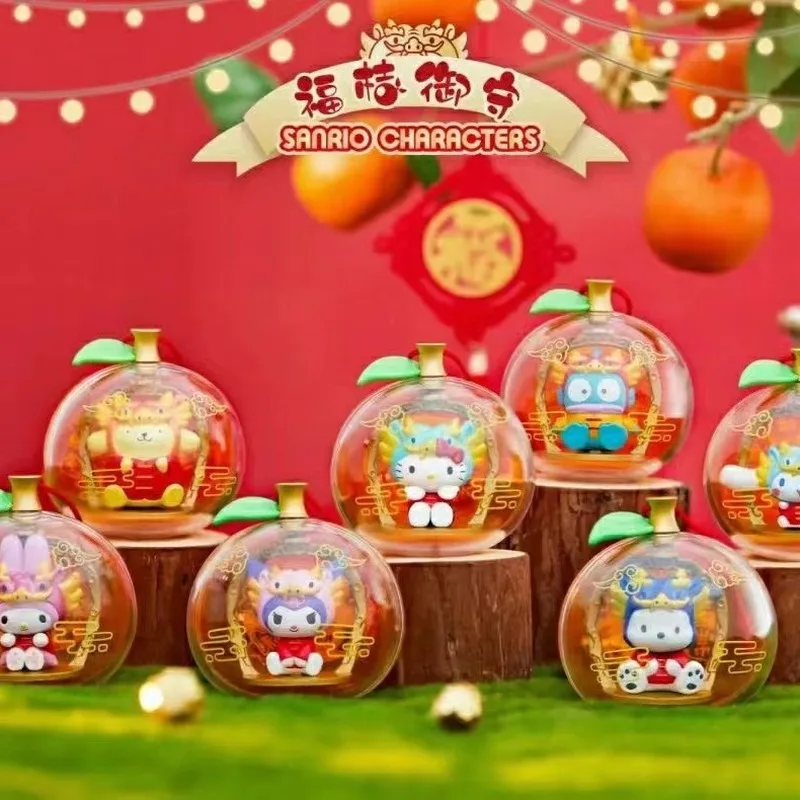 Sanrio Blind Box Hello Kitty Kuromi Lucky Orange Amulet Series Action Figures Collectable Doll Desktop Ornaments New Year Gifts