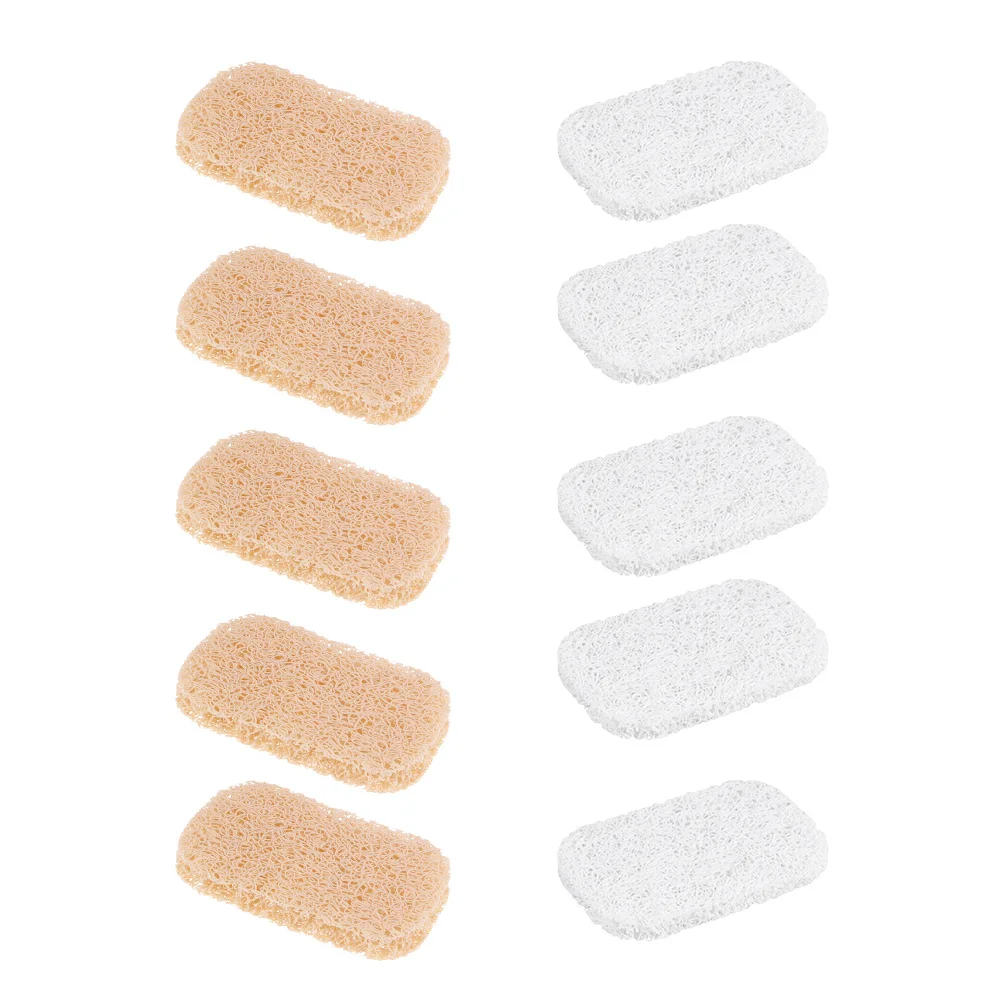 10 قطعة وسادة الصابون المضادة للانزلاق حامل الصابون طبق الذاتي استنزاف بار التوقف للحمام المطبخ تخزين جاف نظيف القطع الناقص الأبيض البيج #6