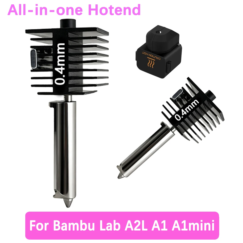 For Bambu Lab A2L All-in-one Hotend Kit A1 A1mini Hardened Steel Nozzle 0.2/0.4/0.6/0.8mm Nozzle Same As Original High Quality
