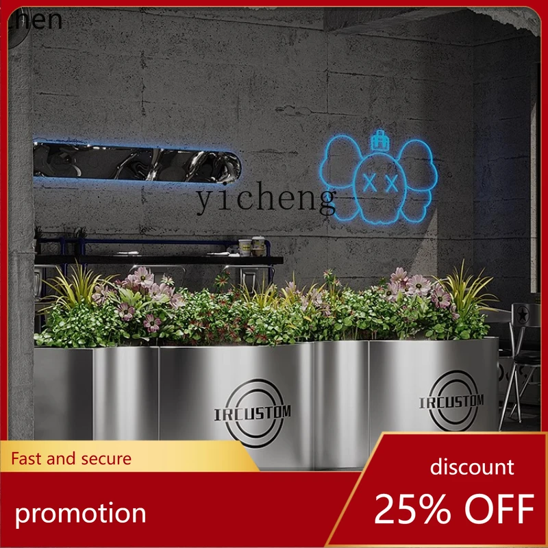HXL outdoor flower box indoor wrought iron fence green round flower groove combination custom external pendulum flower bed