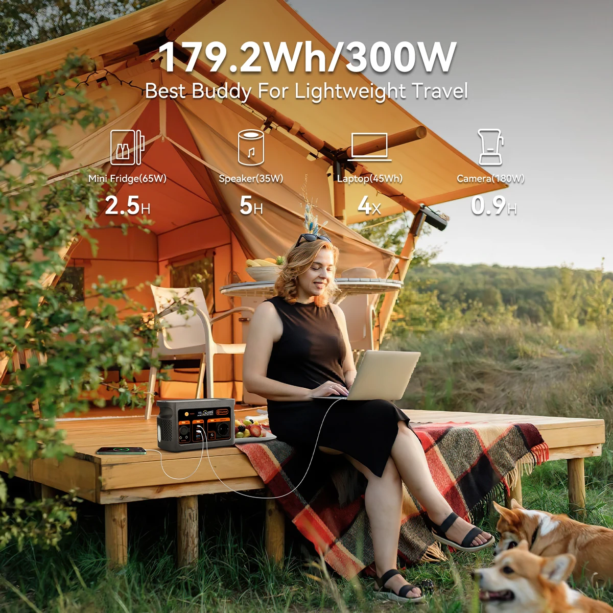 300W pure sine wave solar generator LiFePO4 battery for camping home energy outdoor AC DC power supply portable power station view 2