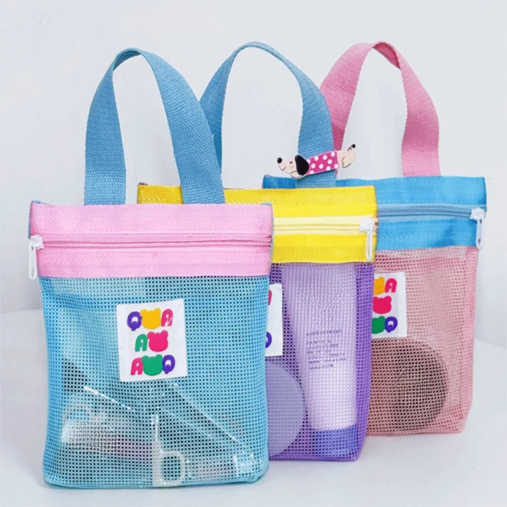 INS Style Foldable Mesh Storage Bag Zipper Pouch Durable Toiletry Bags Travel Organizer Travel