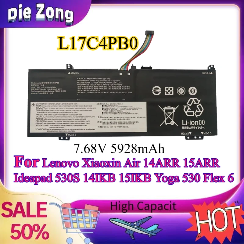 

5928mAh L17C4PB0 L17M4PB0 L17C4PB2 Laptop Battery For Lenovo Xiaoxin Air 14ARR 15ARR Ideapad 530S 14IKB 15IKB Yoga 530 Flex 6