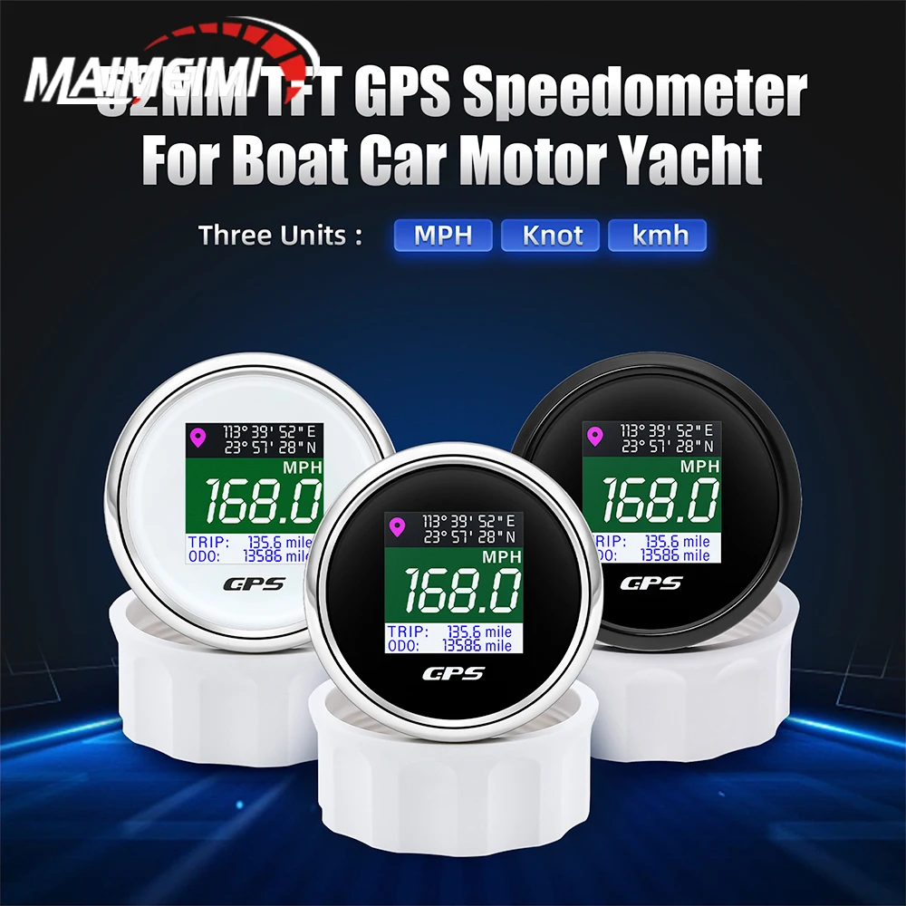 

52mm Digital GPS Speedometer TFT Screen Trip Mph Knot Km/h GPS Antenna For 12V 24V Car Motor Boat RV Speed Meter Gauge Bracket
