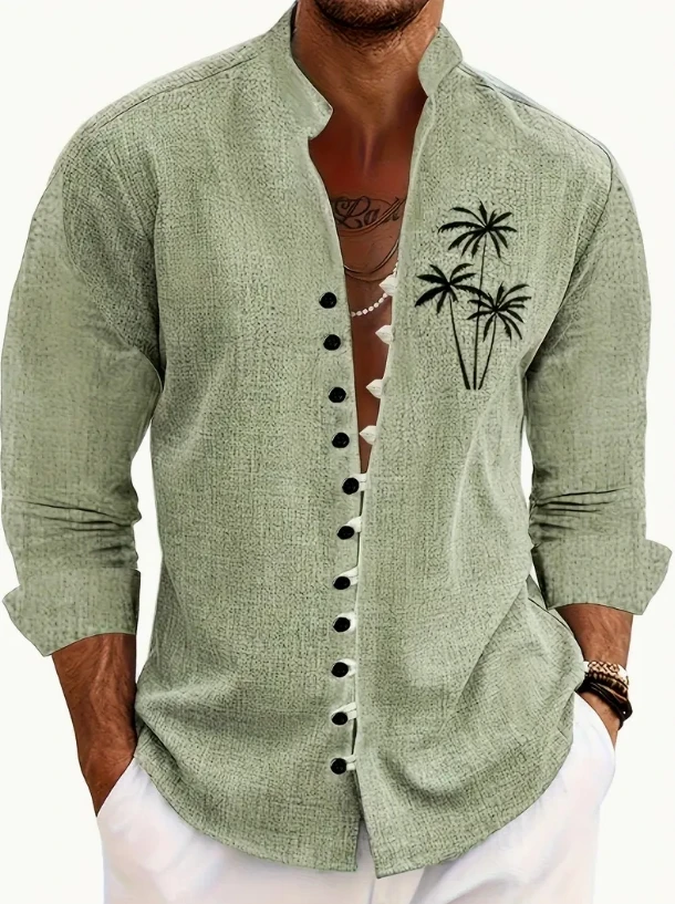 قميص رجالي كتان بأكمام طويلة قميص يومي غير رسمي للرجال للتسوق في الهواء الطلق فضفاض كبير الحجم S-5XL نسيج مريح #4