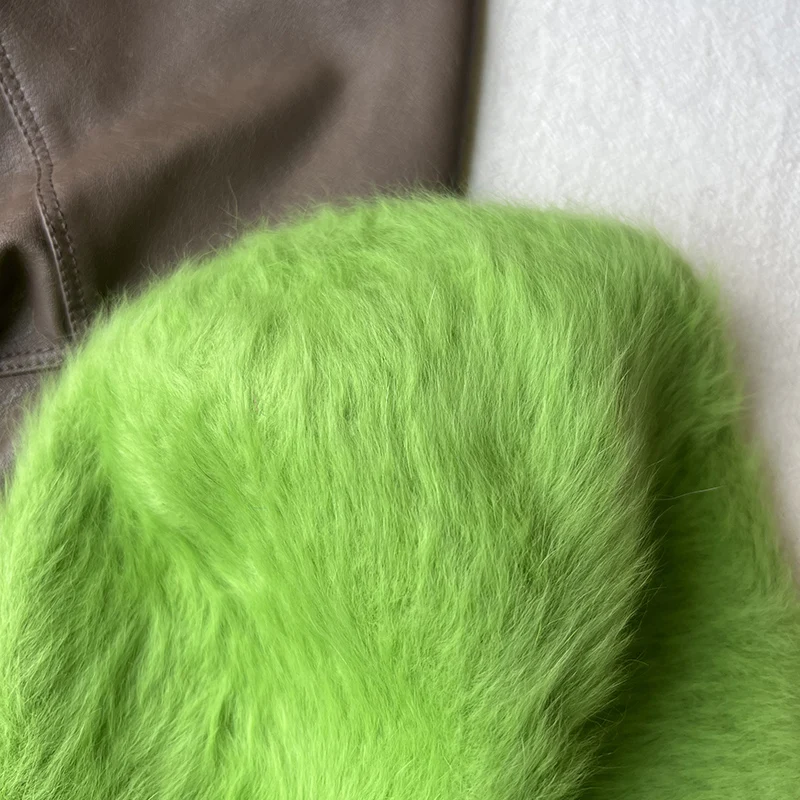 2023 neue Mode Kaninchen Fell Y2k Mützen für Frauen Weiche Warme Flauschigen Angola Winter Hut Weibliche Winddicht Motorhaube Hut Skullies Kappe – Detail 16