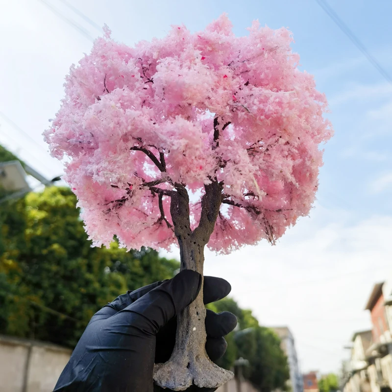 Simulation Cherry Blossom Tree Model 25cm G Scale Japanstyle Wire Tree Handmade Model Material Train Layout Dollhouse Decor