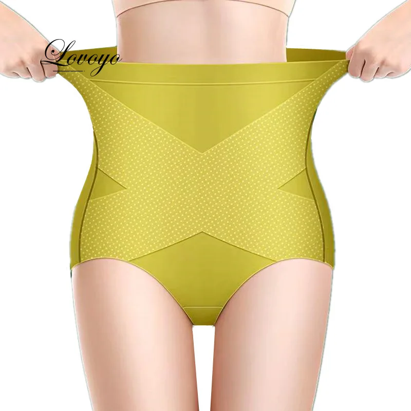 Ice Silk Seamless Panties High Waist Flat Belly Women\'s Panties Strong Body Shaping Pants 3D Cozy Hip Lift Briefs L-XXL lingerie