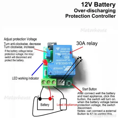 DC 12V 30A Car Battery Protection Controller Excessive Discharge Anti-Over Discharge Protection Module