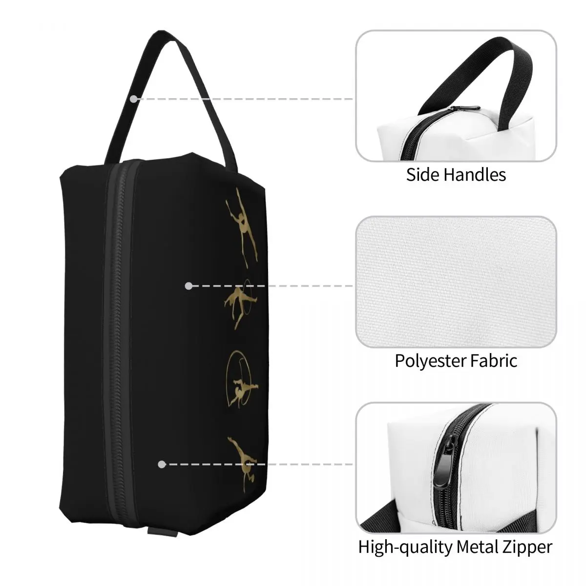 Rhythmic Gymnastics Gold LIne Makeup Bag Women Travel Cosmetic Organizer Fashion Storage Toiletry Bags