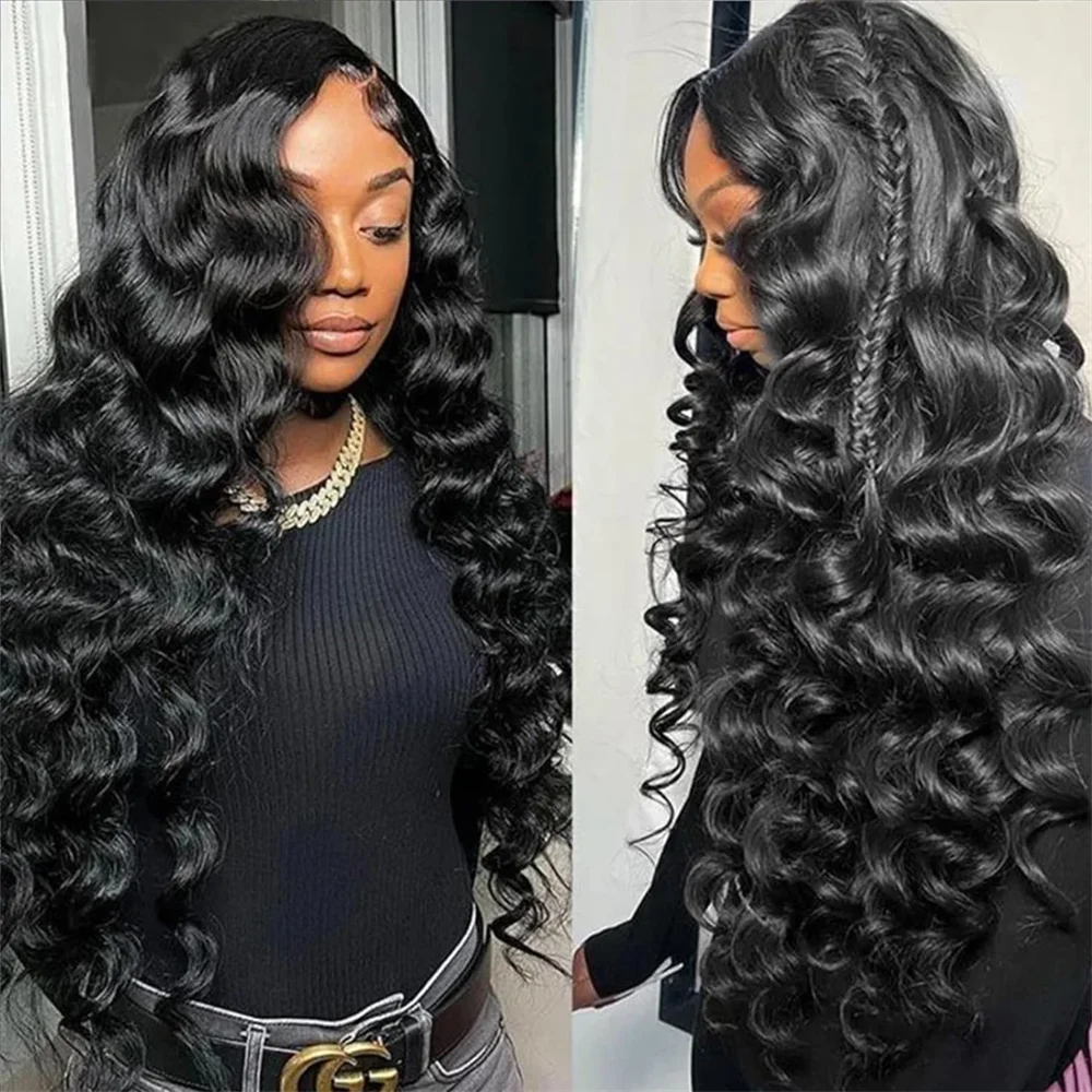 

Soft Long Deep Wave Glueless 26Inch Natural Black Lace Front Wig For Women With Baby Hair Synthetic Preplucked Glueless Daily
