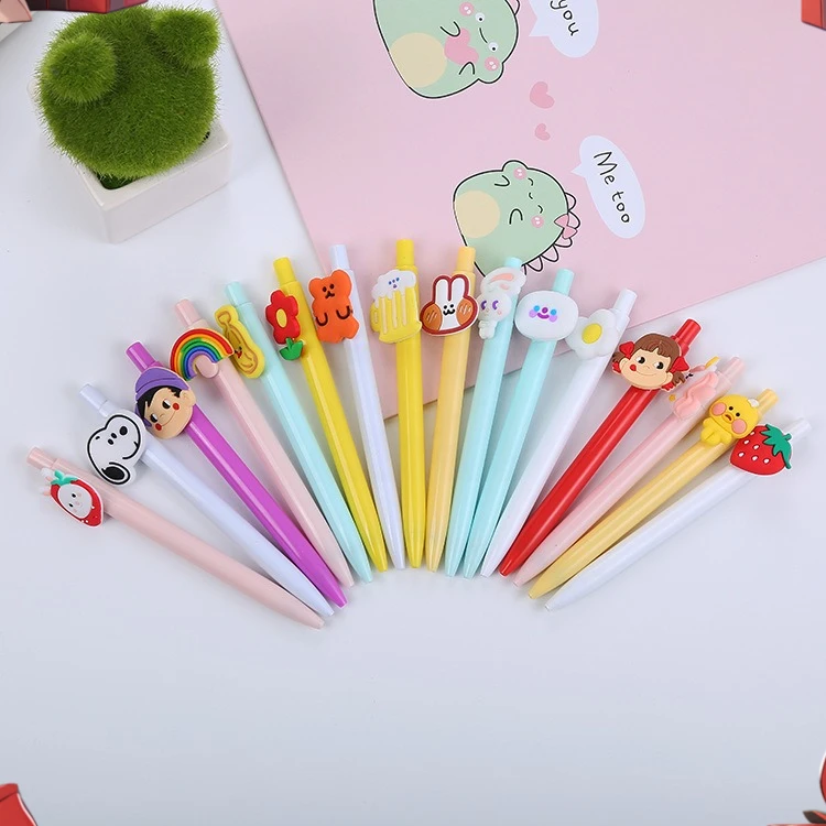 

12 Pcs Student Press Neutral Pen, Korean Version Girl Heart Cartoon Press Pen Cute and Fresh Office Stationery
