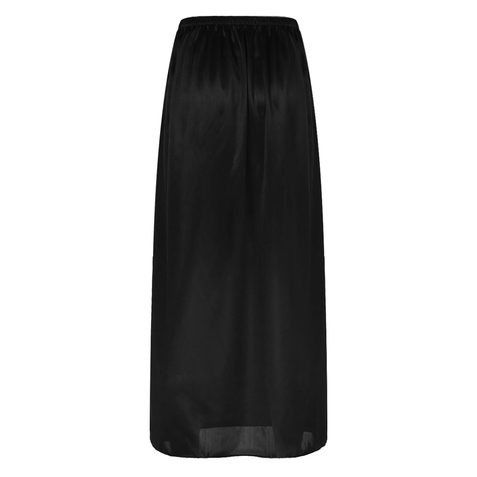 Women Solid Color Half Slip Underskirt Elastic Waist Inner Lining for Midi Skirt Long Underskirt for Ladies White/Black/Yellow