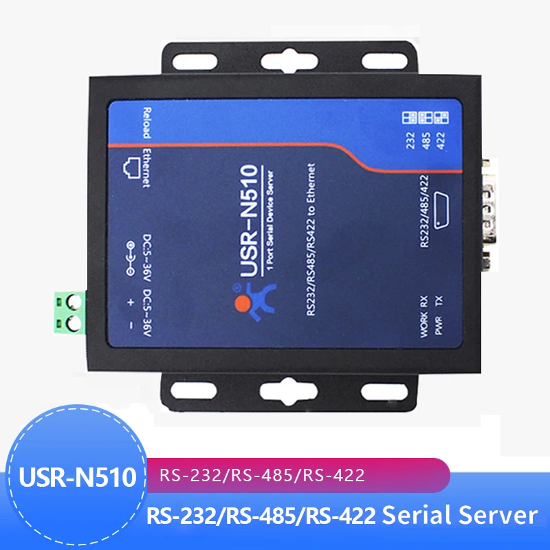 

USR-N510 Industrial Serial port RS232 RS422 RS485 to Ethernet TCP/IP Converter server device Support Modbus RTU to Modbus TCP