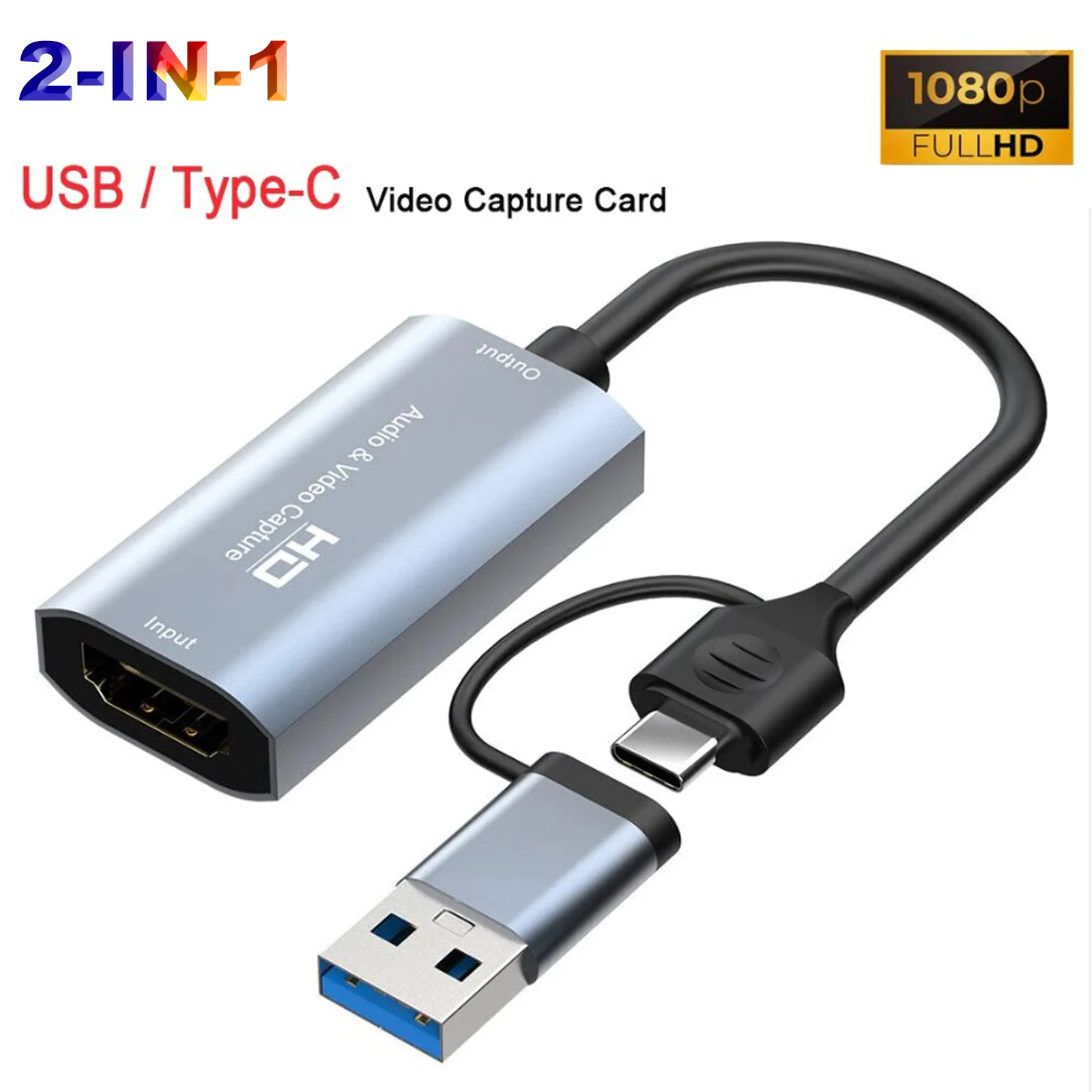 Audio Capture Card 4K 2 in 1 HD 1080P USB Grabber for PC Phone Gaming Machine PS Camera live streaming Video  Capture Card