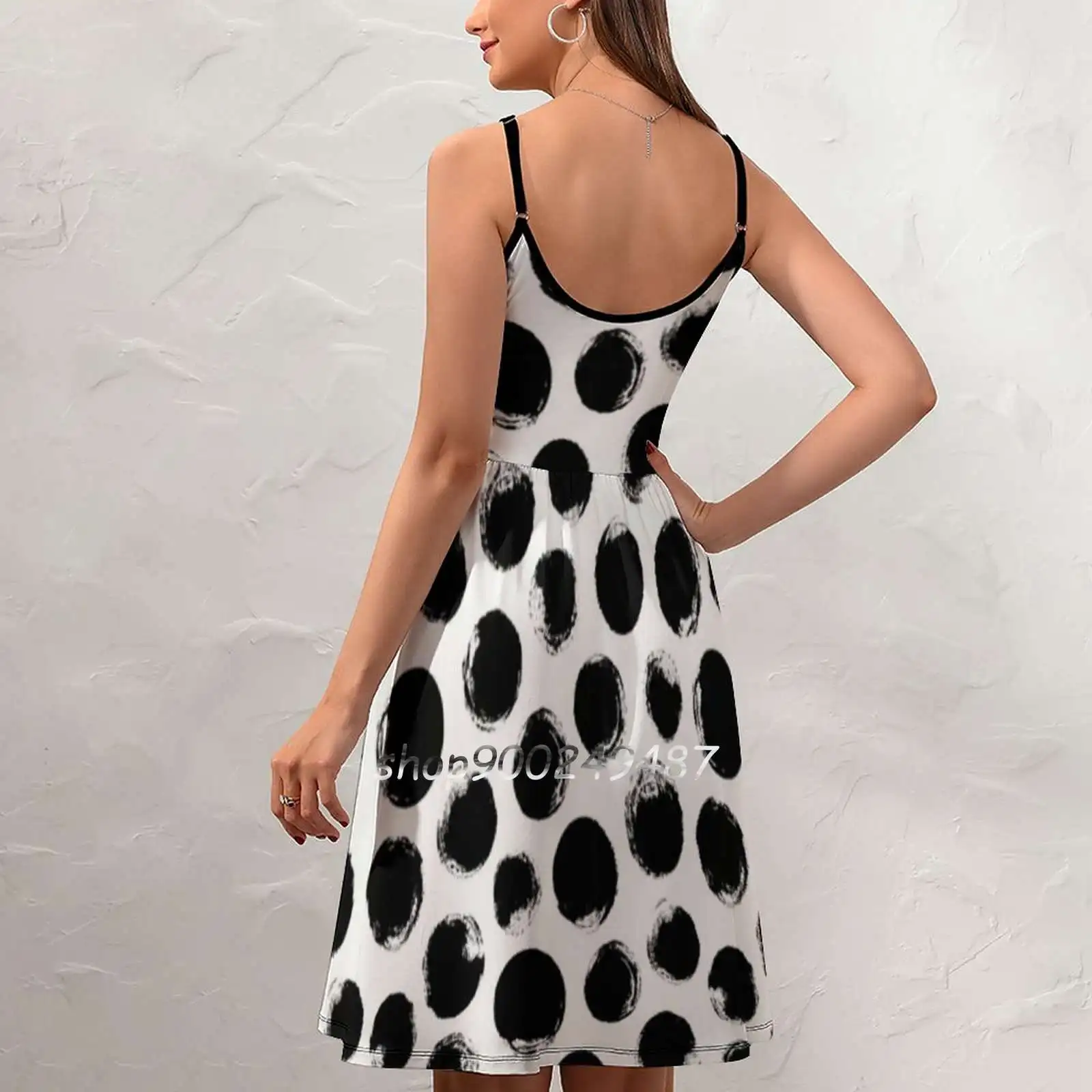 Grunge Polka Dot Sling Dress Sexy Dress Female High Waist Dresses For Women Grunge Polka Dot Dots Circles Pattern Grungy Polka