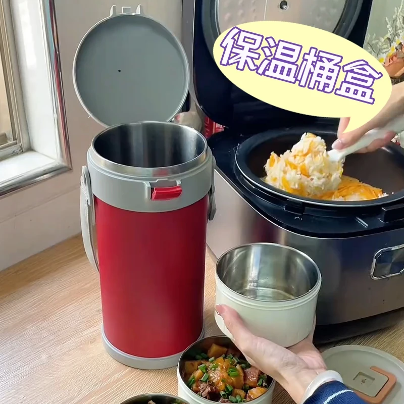 

Большая сумка для ланча из нержавеющей стали емкости, портативный изолированный контейнер для еды, удобная коробка для бенто для офисных работников, 24 до...