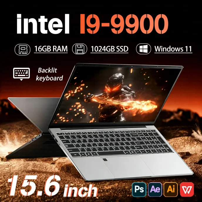15 inch Windows 11 Pro Laptops Intel Core i9-9900 16GB RAM 1TB SSD Office Gamer Study notebook Computer PC