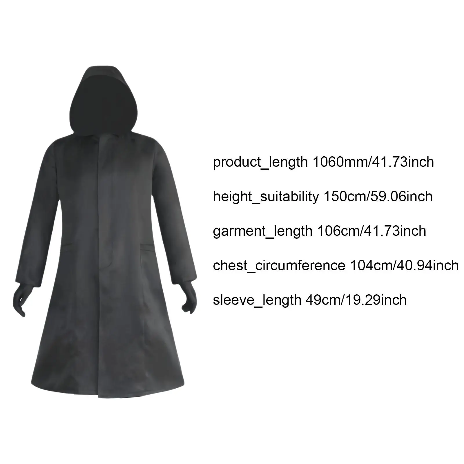 زي الهالوين، معطف بغطاء للرأس مع قفازات سترة واقية لعروض المسرح، دعائم الصور، حفلة تنكرية، كرنفال، لصالح الحفلات،