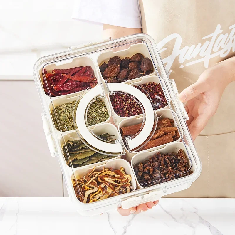 

Luxury Spice Storage Box Food Grade Home Kitchen Multi-compartment Seasoning Separation Box Freshness Preservation Odor Blocking