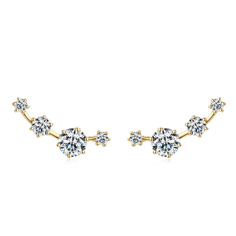 OXTAO Fashion Moissanite Earrings Stud Climber 925 Sterling Silver Round For Women Premium Jewelry Gifts And Certifications