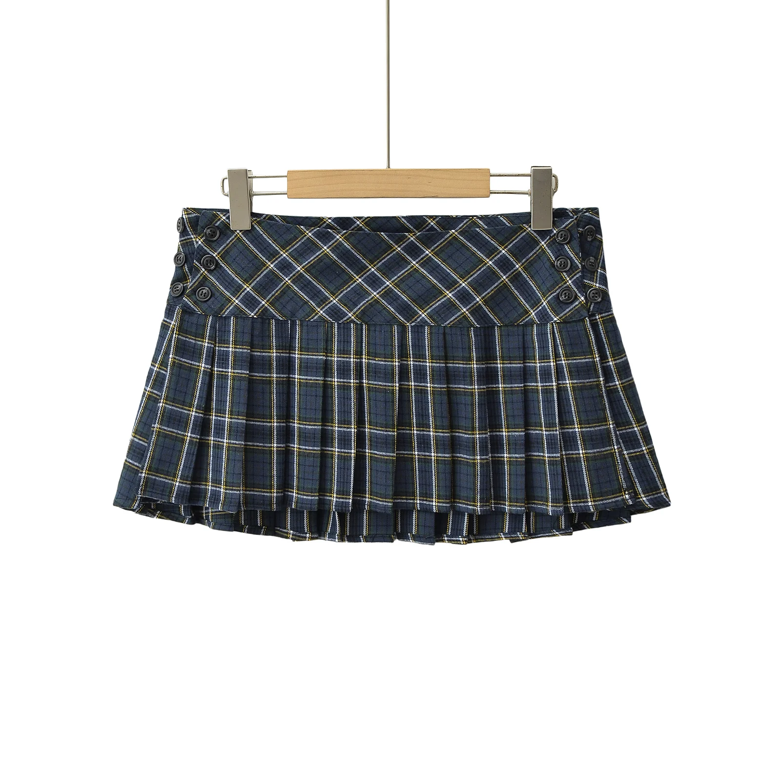 Summer Mini Skirts For Woman Korean Fashion Red Plaid Skirts For Women Y2k Skirts Pleated Skirts Preppy Style Side Button Up