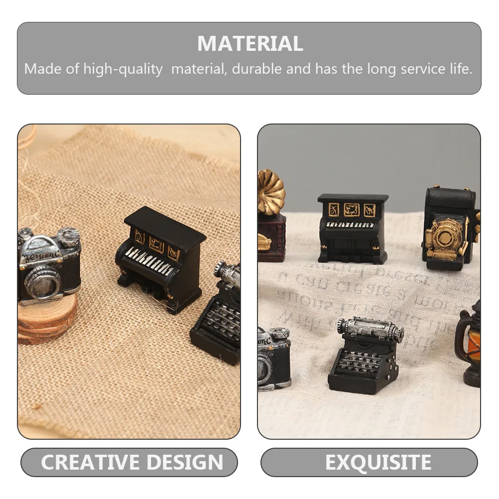 5 Stücke Mini Retro Figuren Miniatur Haus Liefert Harz Hause Wohnzimmer Dekoration Zubehör Miniatur Retro Klavier