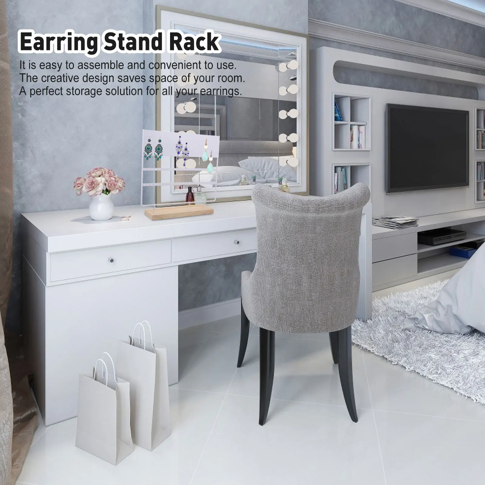 

Earring Display Jewelry Rack Holder Tower Practical ganizer Earring St Rack Wood Iron Material Anti Rust Storage Solution