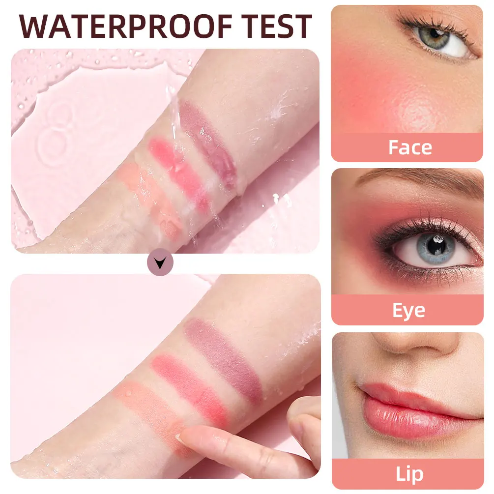 QIBEST Blush Stick Cream Liquid Blush with Cushion Applicator For Cheeks Blusher Lightweight Makeup Stick Lip Cheek Eye Stick