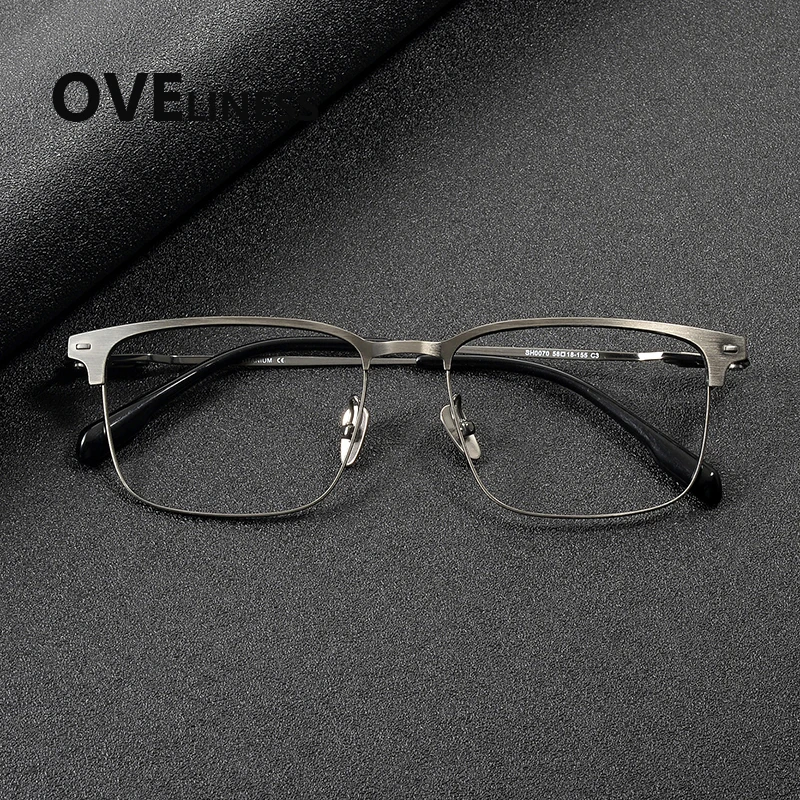 

2027 Pure Titanium Eyeglasses Frame Men Round Brand Design Glasses frame Ultralight-Weight Retro Eyewear Spectacles