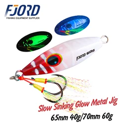 FJORD 40g 60g Metal Jig Sea Fishing Lures Fake Hard Baits Glow Dark With Assistant Hook Fishing Accessories Equipment Tackle