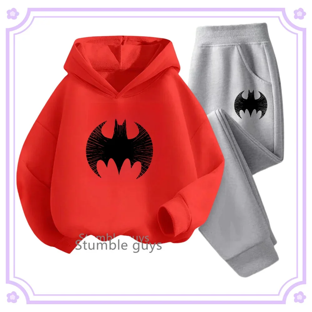 Batman Stylish Batman Print Casual Sports Boys Simple Hoodie New Fall Hoodie + Pants Kids Girls Tracksuit Set.Batman