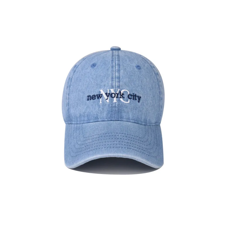 Wash denim baseball cap NYC letter Korean version Sun hat Hole Spring Autumn Woman's hat Cap Hip Hop Fitted Cap