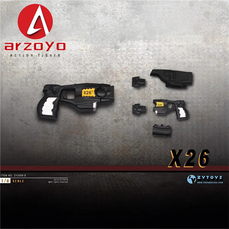ZYTOYS ZY2009E 1/6 escala X26 pistola negro amarillo modelo de pistola accesorios para muñeco de cuerpo de figura de acción soldado de 12"
