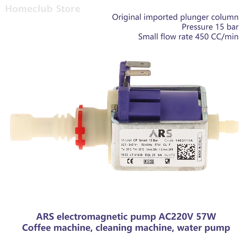 

1 шт. ARS AC 220 В 57 Вт мини-электромагнитный насос кофемашина водяной насос плунжерный насос CP Smart 20 бар расход высокого давления