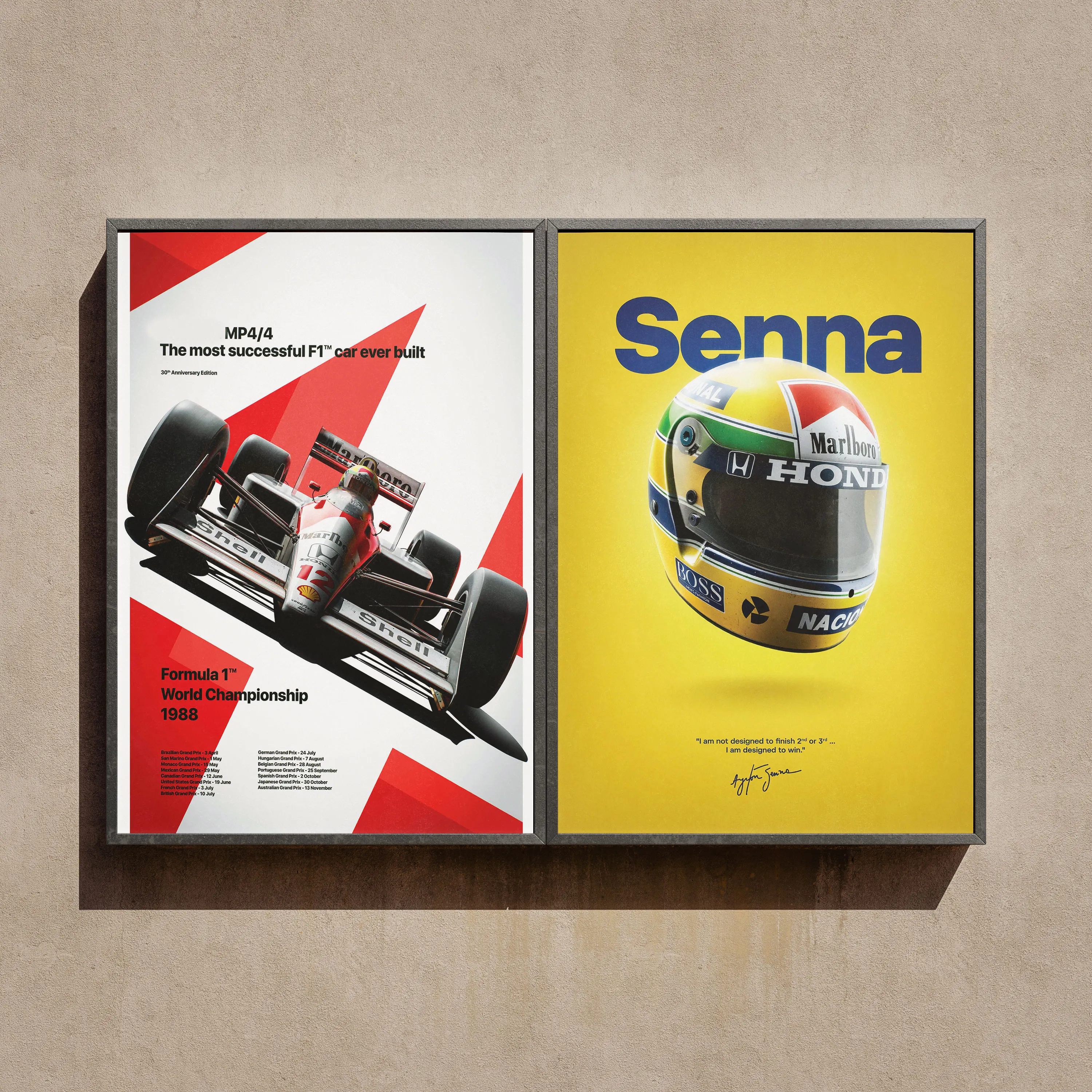 

Formula 1 Ayrton Senna Helmet MP4/4 Racing Car Poster Print Canvas Painting, Home Decor Wall Art Picture for Living Room