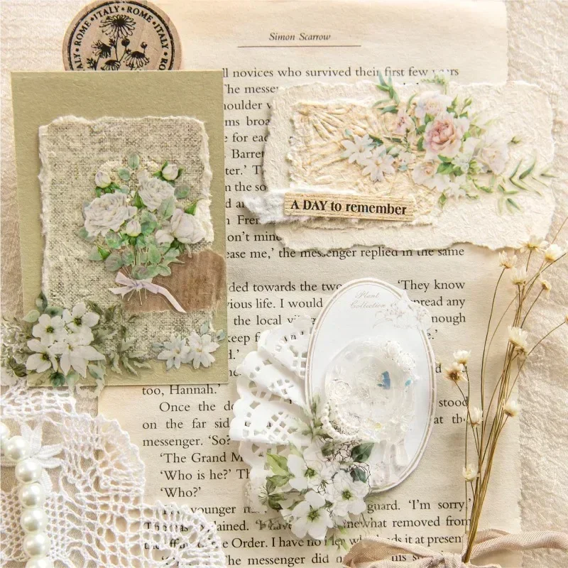Material Loop Tape Flower Day Collection PET Diary Flower Label Handbook Sticker Decoration Scrapbook Cut 50mm*2M Pet Tape
