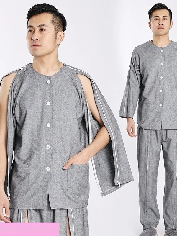 100% Cotton Full Opening Post-Operative Caregiving Gown for Fracture Patients Easy to Wear And Remove Suitable for Dialysis