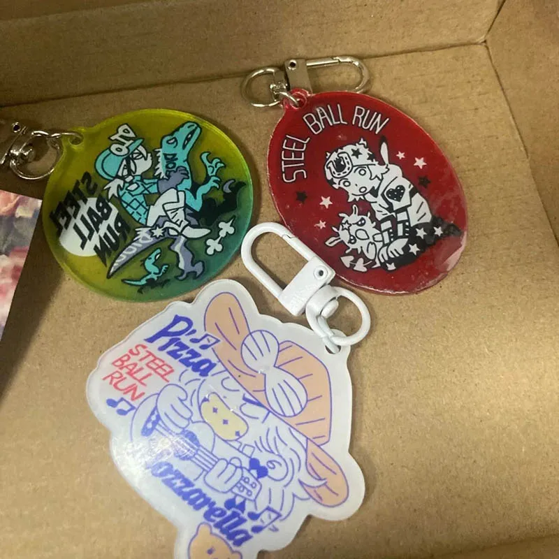 LLavero de Cosplay de Anime STEEL BALL RUN SBR, colgante acrílico, llavero, adorno Kawaii, 3 unids/set, accesorios para bolso