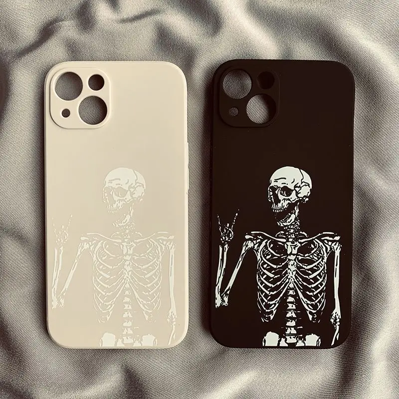 NEW Phone Case For Samsung Galaxy A27 A17 A37 A57 F06 M16 A26 A06 A56 A36 A06 A35 A55 A15 A54 A34 4G 5G Fun white skullS pattern
