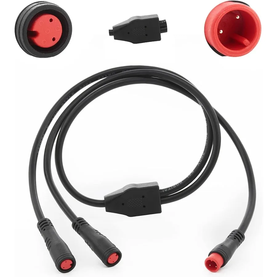 

Удлинительный кабель YSplit 1T2 Провод 2-контактный с водонепроницаемым разъемом для датчика переключения света электровелосипеда и тормоза в комплекте для переоборудования электровелосипеда 2P