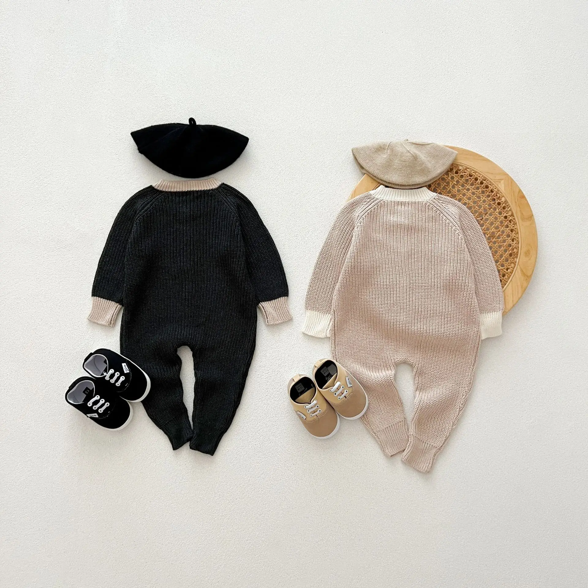 Autumn Winter Baby Boys Bodysuit Cotton Knitted Long Sleeve Single Breasted Infant Boys Rompers Toddler Boys Outfits