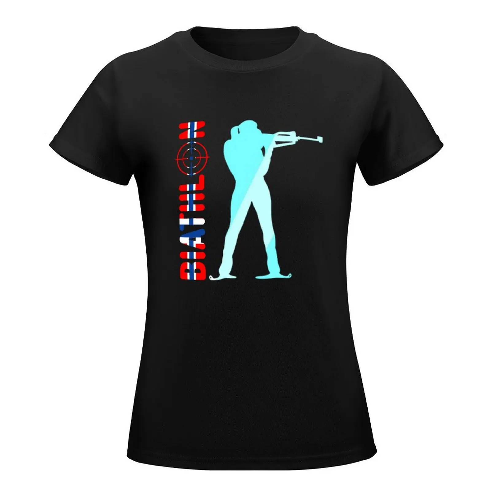 Biathlon Norway Flag Norway Team Biathlon Winter Sports T-Shirt Blouse female t-shirt dress for Women long